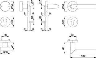 Juego de rosetas HOPPE Stockholm 58/42KV/42KVS/1140 aluminio F1 (3000252246)