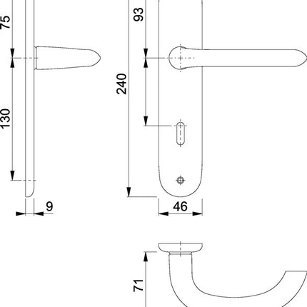 Juego de placas largas HOPPE Marsella 1138/273P Aluminio F1 ( 3000252596 )