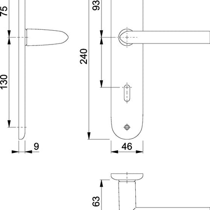 Juego de botones largos HOPPE Estocolmo 1140/273P Aluminio F1 ( 3000252598 )