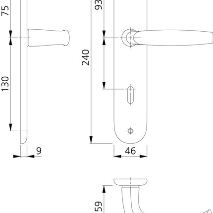 Set di piastre lunghe HOPPE Atlanta 1530/273P Alluminio F1 ( 3000252581 )