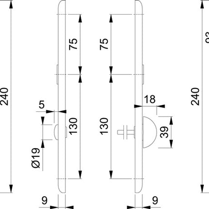HOPPE coppia di piastre lunghe 273P F1 / color naturale F1 ( 3000252678 )