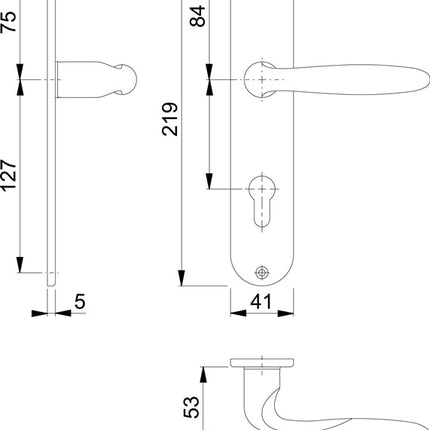 HOPPE set di piastre lunghe Verona M151/302 ottone F71 ( 3000252652 )