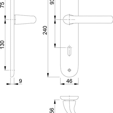 HOPPE set di rosette lunghe Tôkyô 1710/273P Alluminio F2 ( 3000252577 )