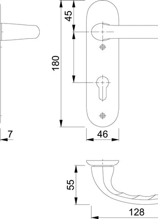 Juego de escudos cortos HOPPE Tôkyô 1710/273KP aluminio F1 (3000252572)