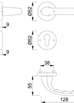 HOPPE Garniture à rosette Tôkyô 1710 / 42KV / 42KVS aluminium F1 ( 3000252592 )