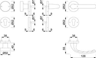 Juego de rosetas HOPPE Tôkyô 58/42KV/42KVS/1710 aluminio F1 (3000252623)