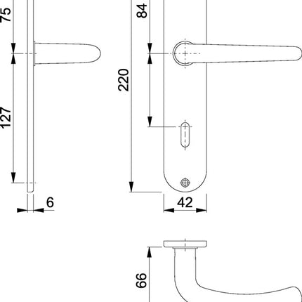 HOPPE long escutcheon set Denver E1310Z/302 stainless steel F69 ( 3000252626 )
