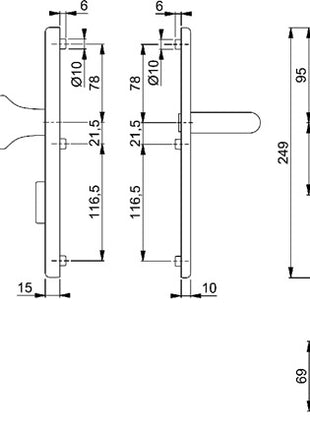 HOPPE Garniture coupe-feu Paris FS-E86G/3332ZA/3310/138F Acier inoxydable F69 D/K ( 3000220047 )