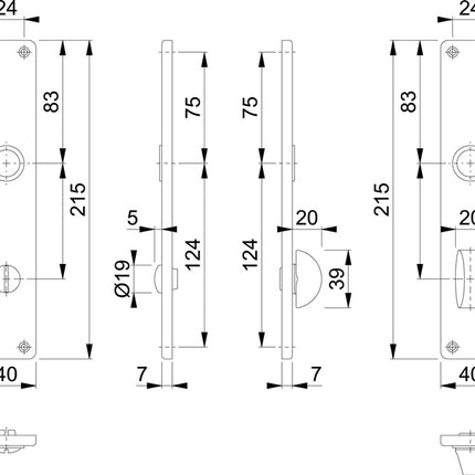 HOPPE par de placas largas 202SP F1/ color natural F1 ( 3000252136 )