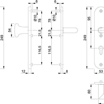 HOPPE Mueble de seguridad Utrecht E86G/3331A/3440/1444Z Acero inoxidable F69 ( 3000220008 )