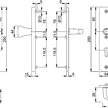 HOPPE Schutzgarnitur Birmingham 78G/2222A/2440/1117 Aluminium F2 ( 3000220059 )