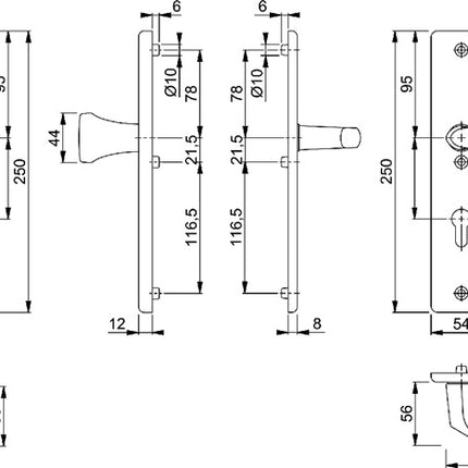 HOPPE Security furniture Birmingham 78G/2221A/2440/1117 Aluminium F1 ( 3000220076 )