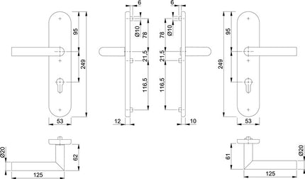 Zestaw przeciwpożarowy HOPPE Amsterdam FS-E1400F/3331/3310 stal nierdzewna F69 D/D ( 3000220046 )