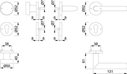 HOPPE Set di rosette Stockholm E58/42KV/42KVS/1140Z Acciaio inox F69 ( 3000252354 )