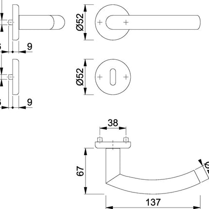 HOPPE Juego de escudos Narvik E1430ZP/17KV/17KVS Acero inoxidable F69 ( 3000252275 )