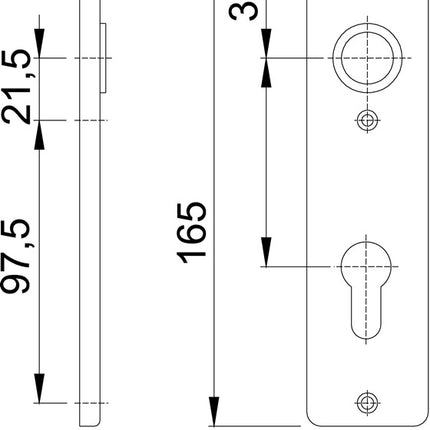 HOPPE par de placas traseras cortas 202KP aluminio F2 ( 3000252133 )