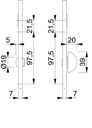 Para krótkich płyt tylnych HOPPE 202KP aluminium F4 ( 3000252027 )