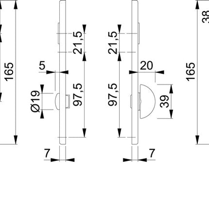 HOPPE short backplate pair 202KP aluminium F4 ( 3000252027 )