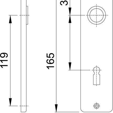 HOPPE coppia piastra posteriore corta 202KP/AP Alluminio F1 ( 3000252146 )