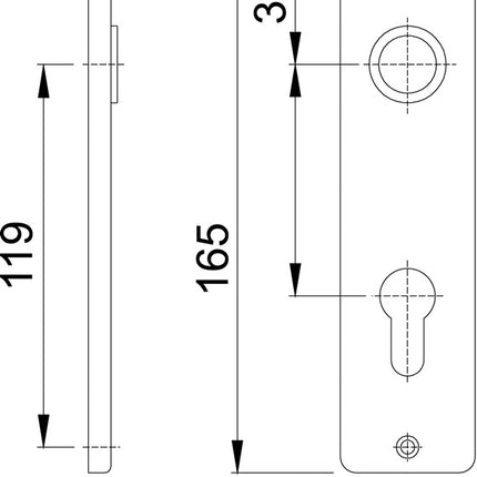 HOPPE coppia piastra posteriore corta 202KP/AP Alluminio F1 ( 3000252147 )