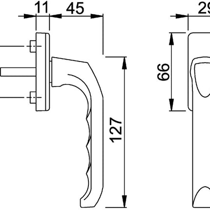 Maniglia HOPPE per finestra London 013/U34 alluminio F2 / nichel argento ( 3360003014 )