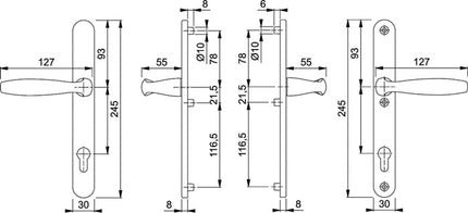 HOPPE profile set New York 1810/3346 Aluminium F1 ( 3000203620 )