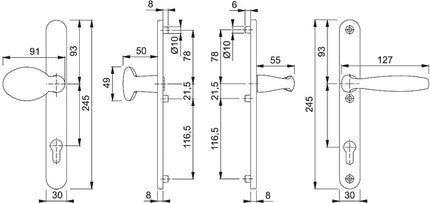HOPPE profile door set New York 76G/3346/1810 Aluminium F9016 ( 3000203631 )