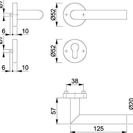 HOPPE Escutcheon set Amsterdam E1400/42H/42HKVS Stainless steel F69 ( 3000203115 )