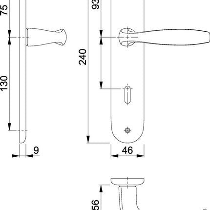HOPPE Garniture à plaque longue New York 1810/273P aluminium F1 ( 3000203550 )