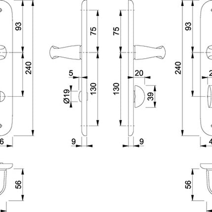 HOPPE Garniture à plaque longue New York 1810/273P aluminium F1 ( 3000203552 )