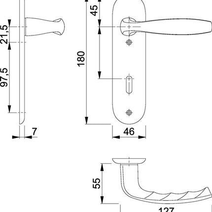 HOPPE Garniture à plaque courte New York 1810/273KP aluminium F1 ( 3000203554 )