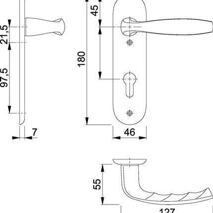 Juego de botones cortos HOPPE New York 1810/273KP Aluminio F1 ( 3000203555 )