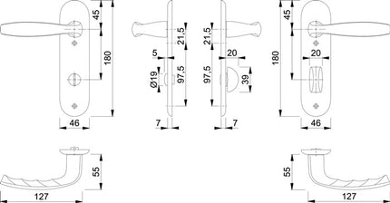 HOPPE short escutcheon set New York 1810/273KP Aluminium F1 ( 3000203556 )