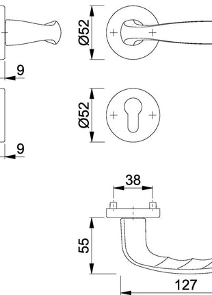 HOPPE Rosettengarnitur New York 1810/42KV/42KVS Aluminium F1 ( 3000203559 )