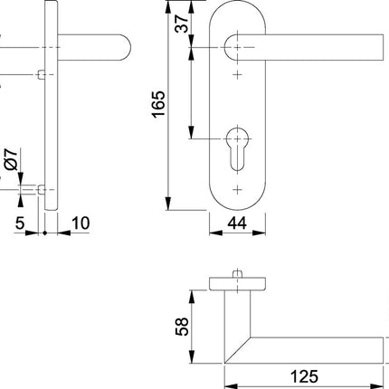 Juego de escudos cortos HOPPE Amsterdam E1400/353KH acero inoxidable F69 ( 3000203119 )