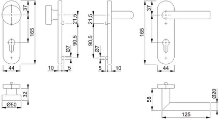 HOPPE set di rosette corte Amsterdam E58/353KH/1400 acciaio inox F69 ( 3000203121 )