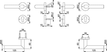 HOPPE set antincendio Amsterdam FS-E1400/42H/42HS acciaio inox F69 D/D ( 3000203122 )