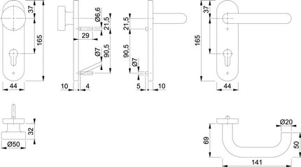 HOPPE fire protection set Paris FS-E58/353KH/138 stainless steel F69 D/K ( 3000203112 )