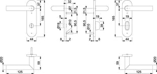 Juego de escudos cortos HOPPE Amsterdam E1400Z/353K acero inoxidable F69 (3000203006)