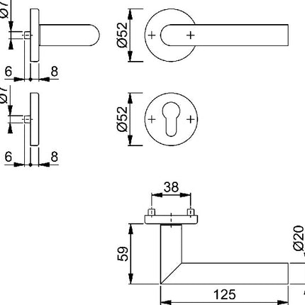 HOPPE Set di rosette Amsterdam E1400Z/42KV/42KVS Acciaio inox F69 ( 3000203001 )