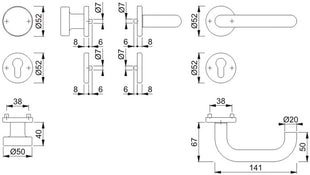 HOPPE Garniture à rosette Paris E58/42KV/42KVS/138Z Acier inoxydable F69 ( 3000203011 )