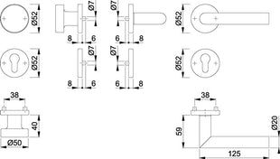 Jeu de rosaces HOPPE Amsterdam E58/42KV/42KVS/1400Z acier inoxydable F69 (3000203003)