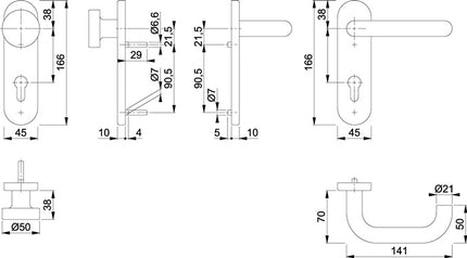 HOPPE Juego de protección contra incendios Paris FS-58/353KH/138 Aluminio F1 D/K ( 3000251138 )
