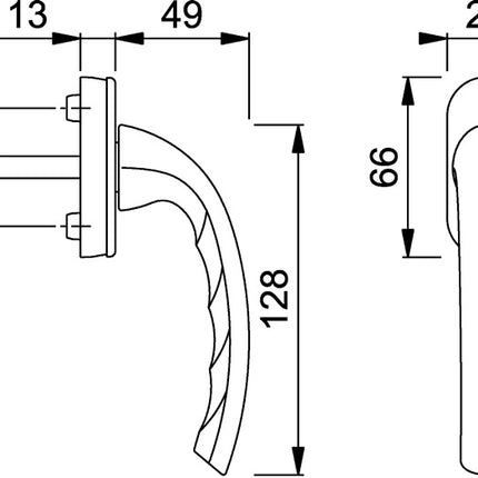 Poignée de fenêtre HOPPE Tokyo 0710/U26 aluminium F1 / teinte naturelle ( 3360003011 )