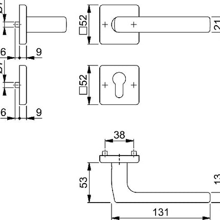 HOPPE Juego de roseta Dallas E1643Z/52KV/52KVS Acero inoxidable F69 ( 3000220025 )
