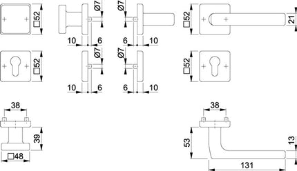 HOPPE Set di rosette Dallas E43L/52KV/52KVS/1643Z Acciaio inox F69 ( 3000220027 )