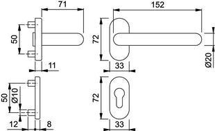 Set protección contra incendios HOPPE Paris FS-138GF/55/55S aluminio F1-2 D/D (3000251146)