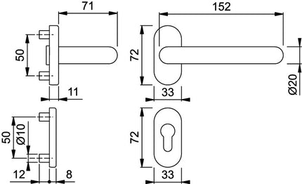 HOPPE Set di protezione antincendio Paris FS-138GF/55/55S Alluminio F1-2 D/D ( 3000251146 )