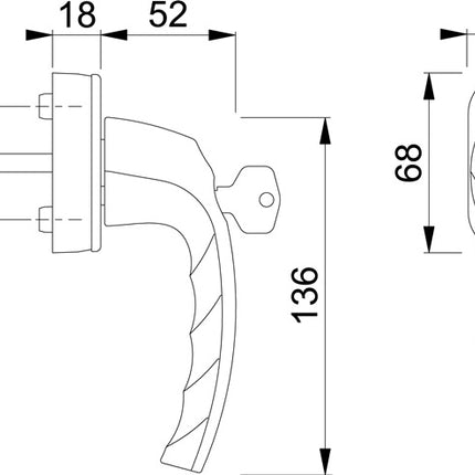 HOPPE window handle Atlanta 0530S/US952 Aluminium F1 / natural coloured ( 3000203977 )