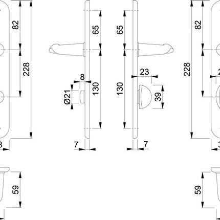 HOPPE set di piastre lunghe Istanbul M171/332P ottone F71 ( 3000253685 )